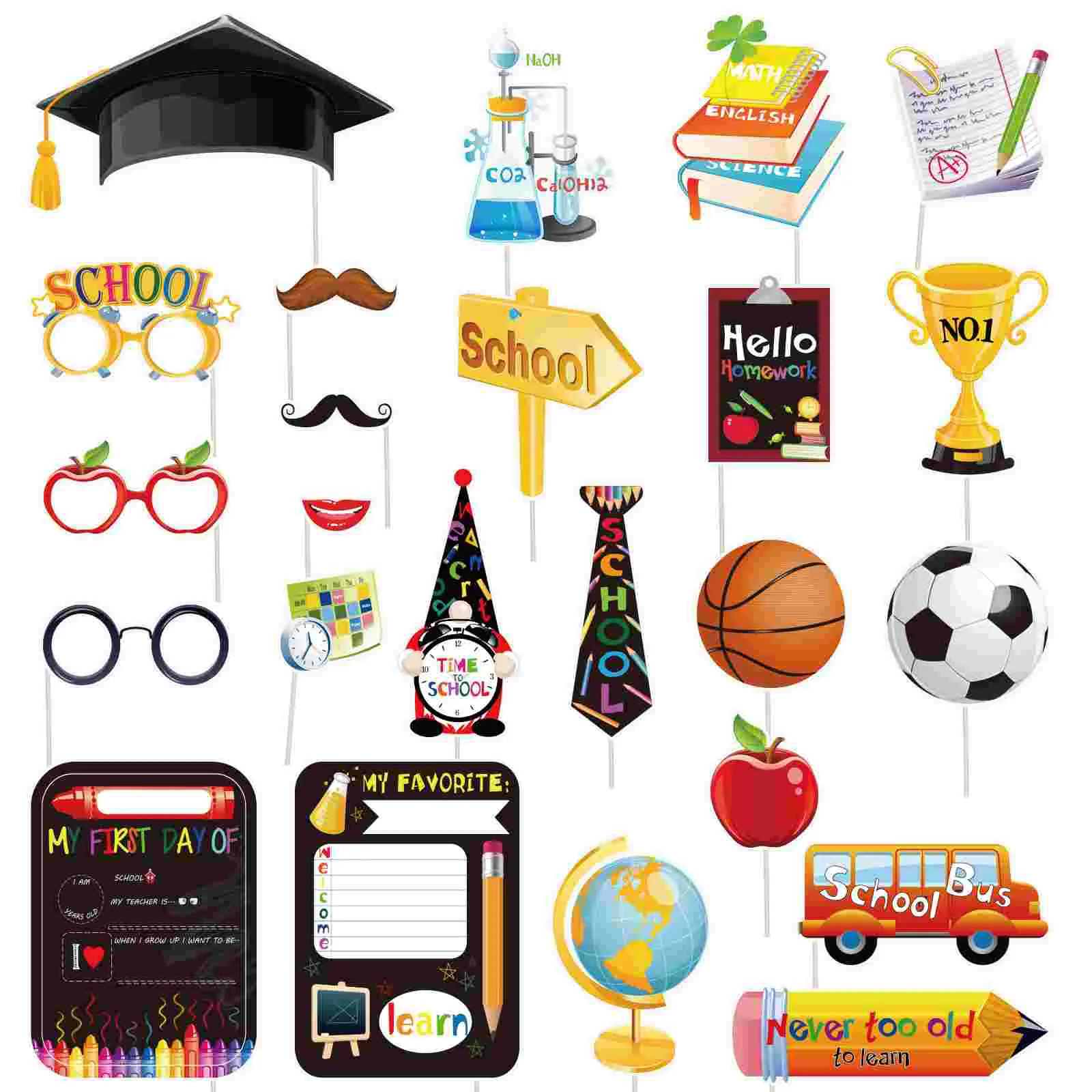 

24PCS Back to School Photo Props First and Last Day Of School Portable Photo Accessories Party Decor