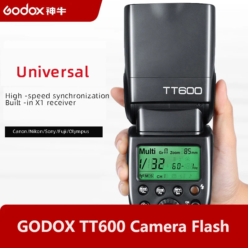 

GODOX TT600 GN60 Flash Light Master Slave Speedlite 2.4G Wireless System for DSLR Camera Canon Nikon Pentax Olympus Fuji Sony