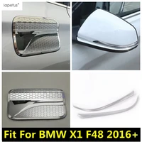 chrome rearview mirror strip fuel oil gas tank cap protection decor cover trim exterior accessories for bmw x1 f48 2016 2021