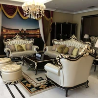 european style leather sofa neoclassical villa luxury living room 123 combination large family ebony leather furniture
