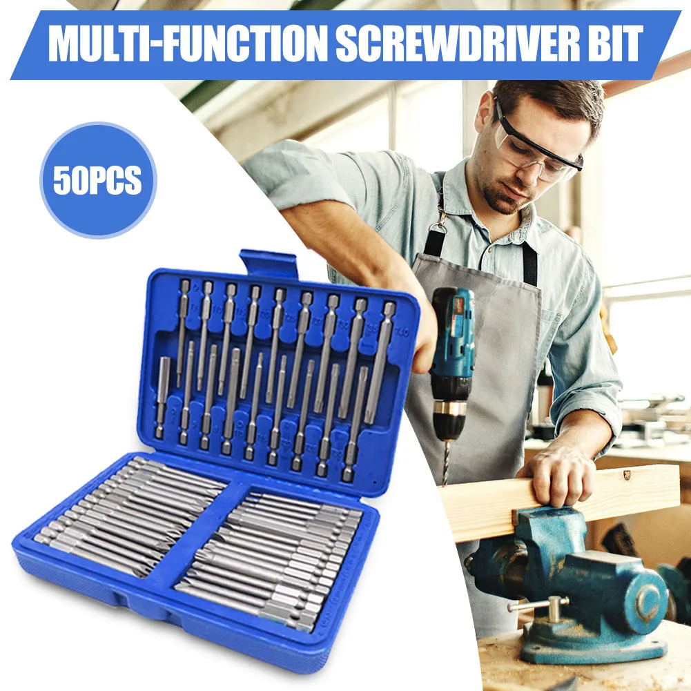 

50pcs 75mm Extra Long Reach Bit Set Security Screwdriver Bits Torx Star Hex Bit Extra Long Reach Bit Set