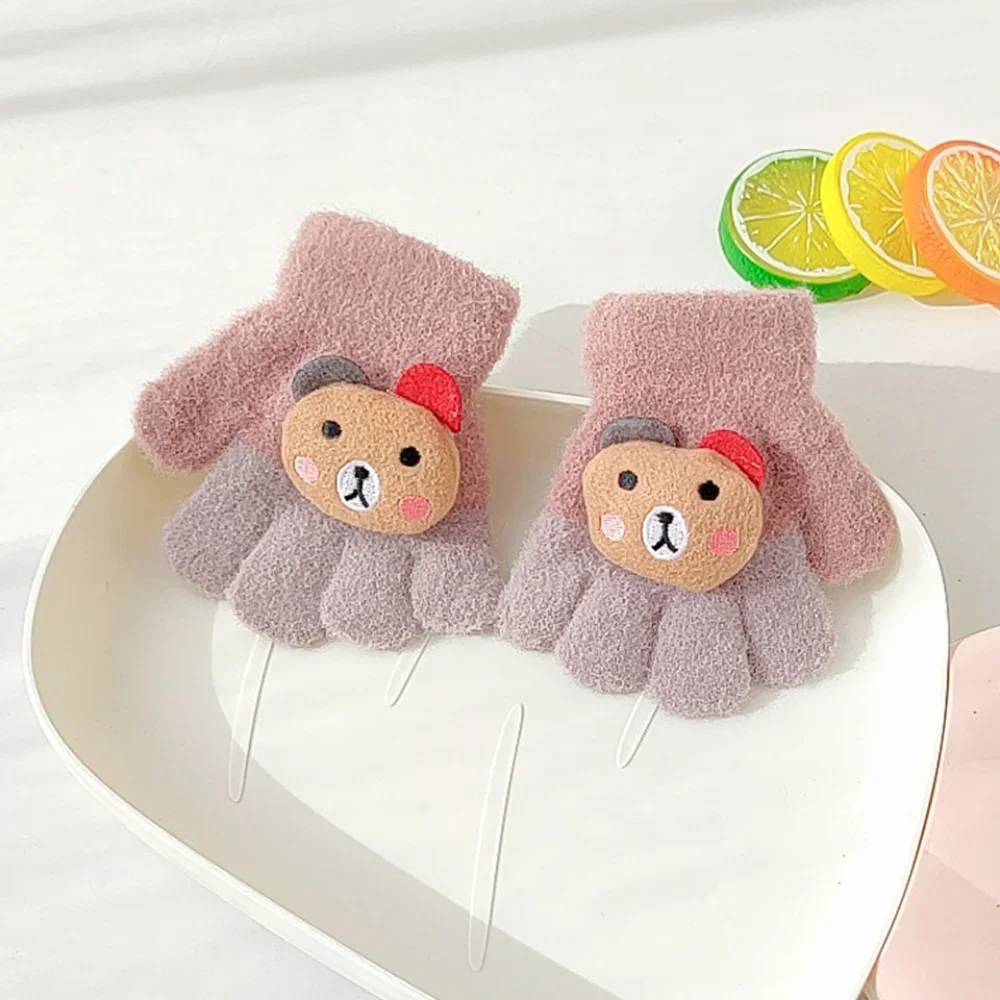 

Cartoon Thick Fleece Baby Gloves Winter Warm Kids Gloves Girls Boys Knitted Mittens Toddlers Gloves Winter Accessories for Kids