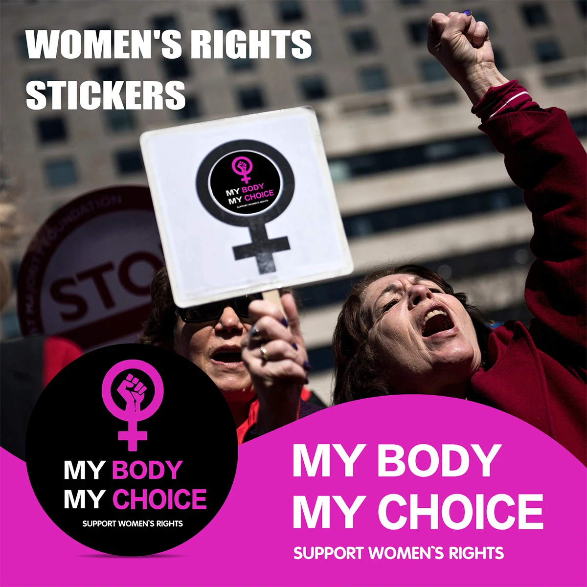 

10Pcs Feminism Women's Rights Stickers Support Women's Rights Stickers Waterproof My Body Sticker for Window Car Truck Laptop