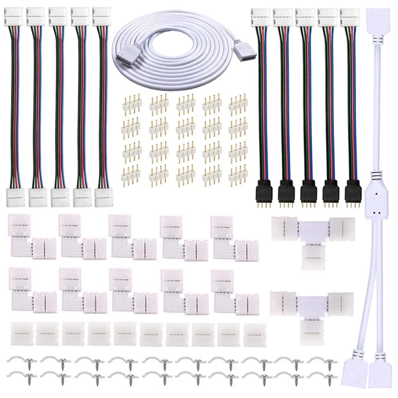 

HOT! LED Strip Connector Kit For 5050 10Mm 4Pin RGB LED Strip,2 Way Splitter,DIY Accessories For RGB LED Strip Connection