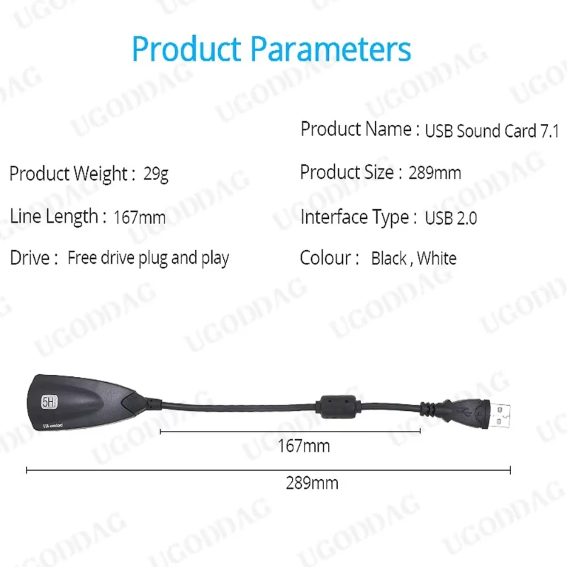 Звуковая карта USB 7.1, адаптер для микрофона и наушников 5HV2, USB-динамик 3D, внешняя звуковая карта USB для портативного компьютера, ПК (art.: 3920cbfdc66fe) - 3920cbfdc66fe