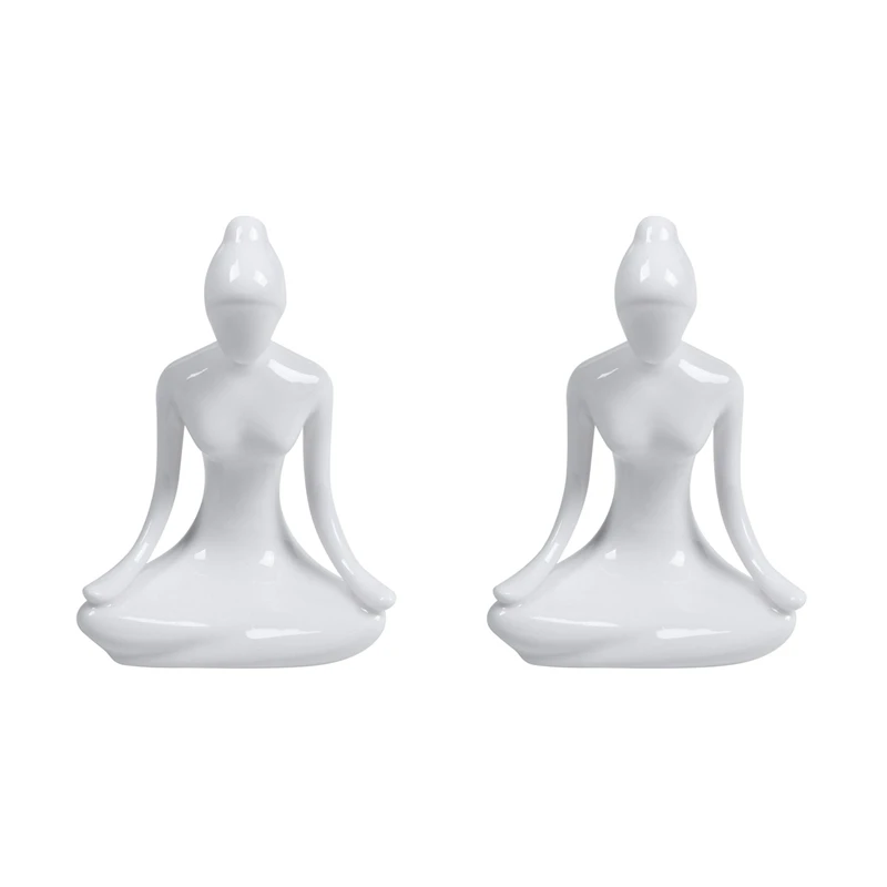

NEW-2X Abstract Art Ceramic Yoga Poses Figurine Porcelain Yoga Lady Figure Statue Home Yoga Studio Decor Ornament 6