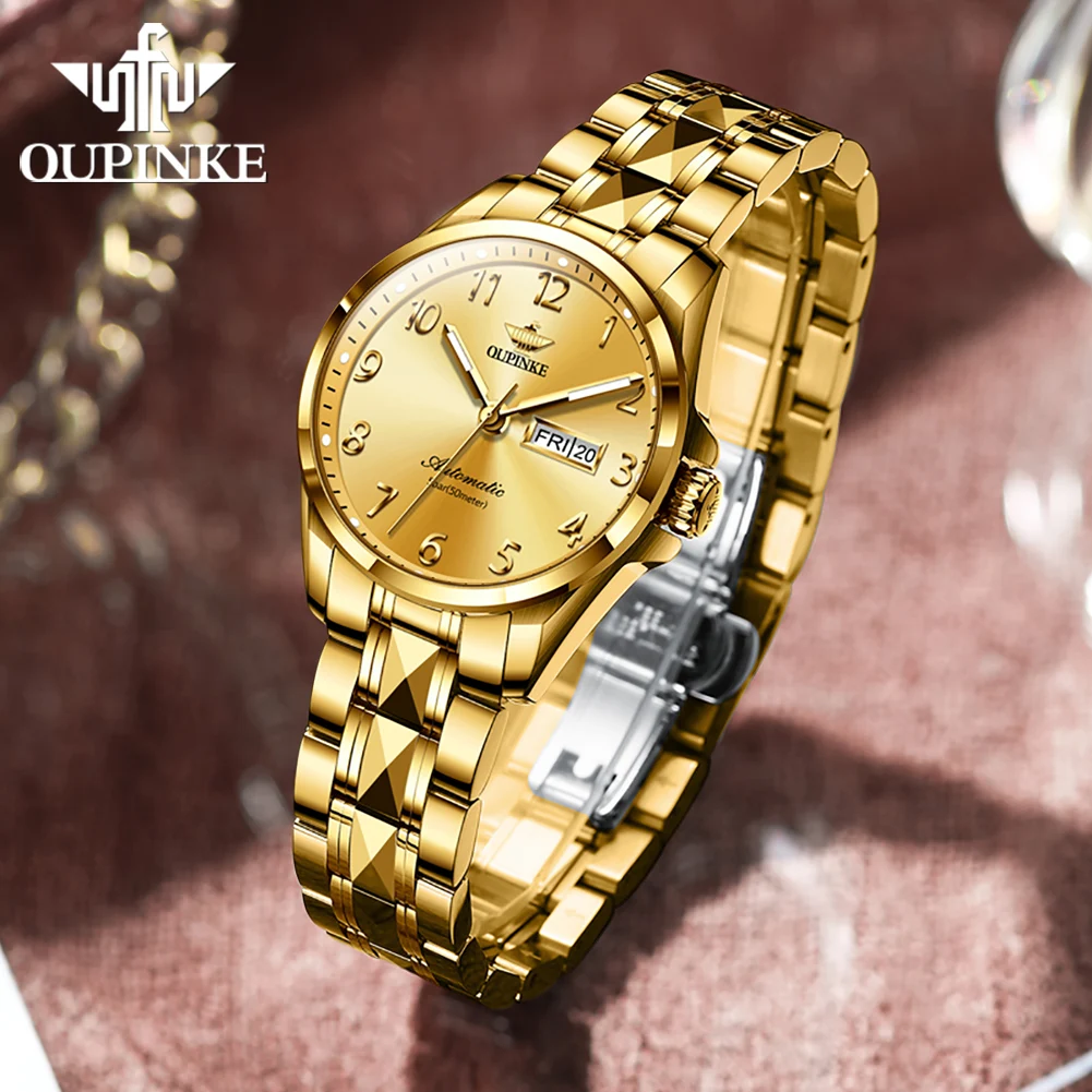 

OUPINKE Swiss Brand Women Watch Automatic Mechanical Fashion Sapphire Crystal Dress Waterproof Ladies Wrist Watch Reloj Mujer