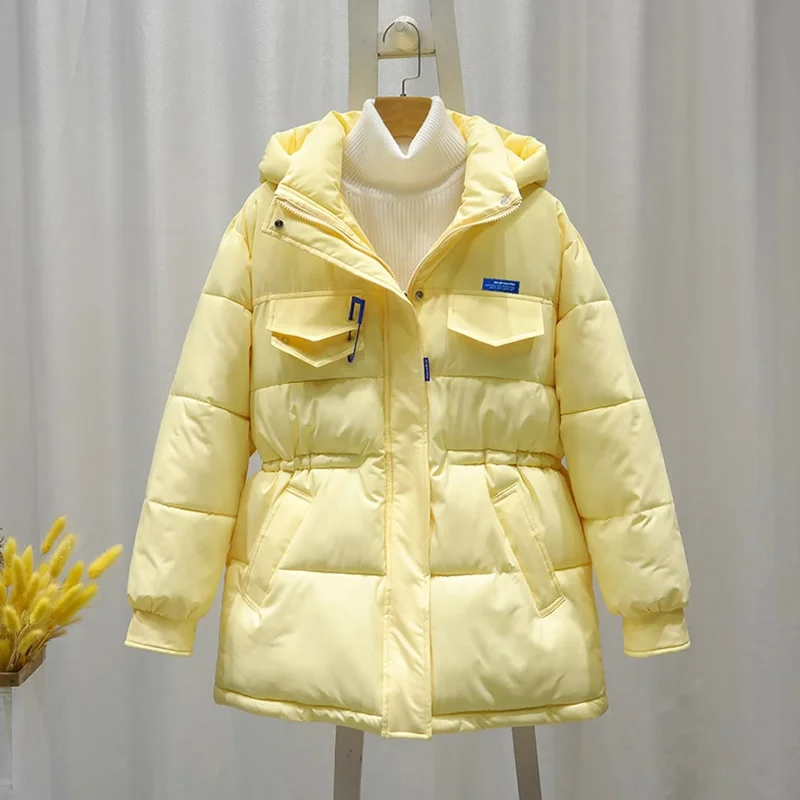 Winter Down Cotton-Padded Jacket Women Overcoat Korean Loose Long Thick Bread Clothing Hooded Lace-Up Warm Parker Female Outwear