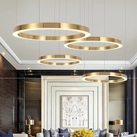 interior design nordic led pendant light round iron gold suspension luminaire living room restaurant bar lamps for decoration