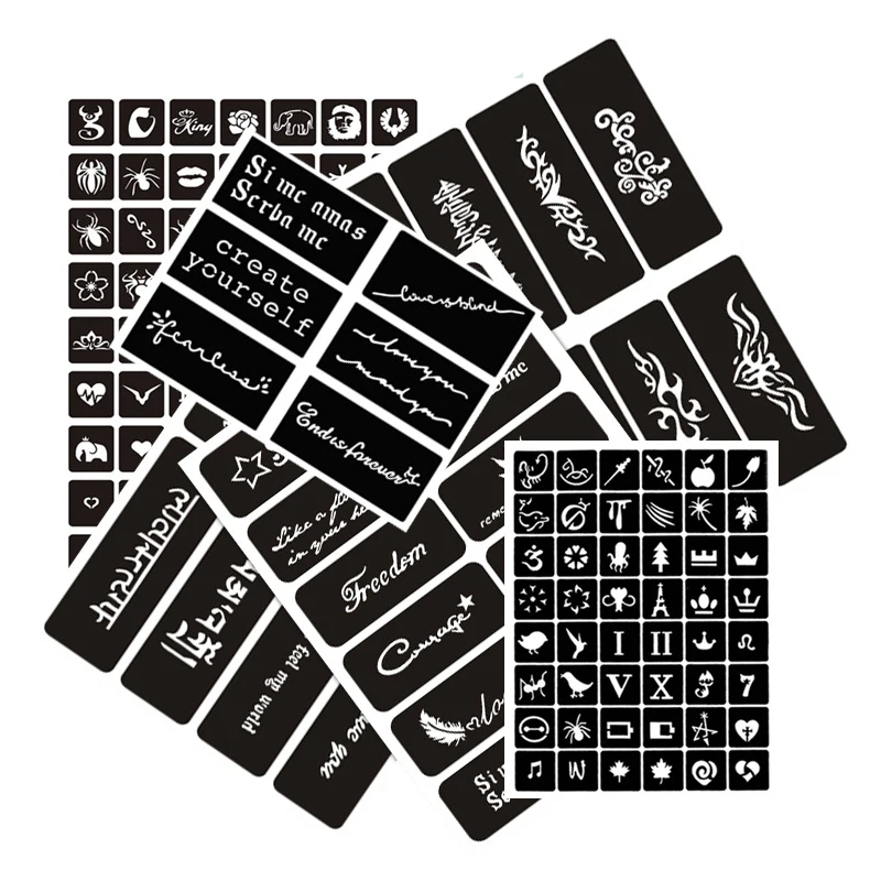 40 Style Hollow Temporary Tattoo Stencil Set Airbrush Glitter Templates Pack for Girls Boys Adults Face Body Painting | Красота и