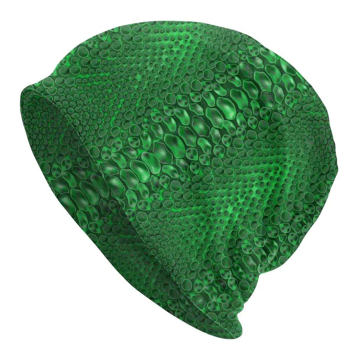

Green Snake Skin Print Beanie Bonnet Knit Hats Men Women Cool Unisex Snakeskin Texture Warm Winter Skullies Beanies Cap