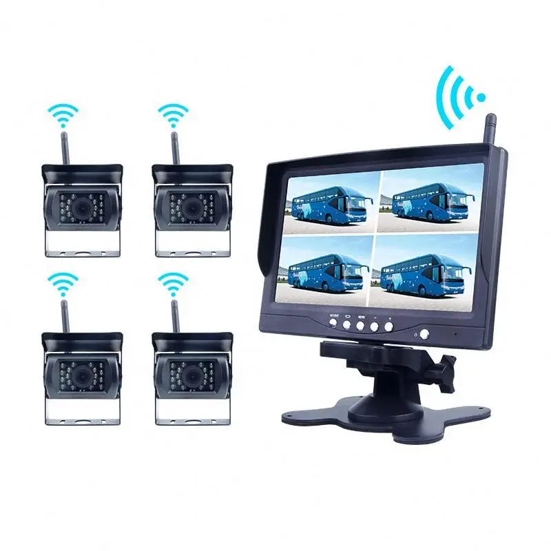 

4CH Wireless Truck System Rearview Rear View Reverse For Backup Hd Parking Reversing Kit 7 Inch Lcd 1080P Car Camera Monitor