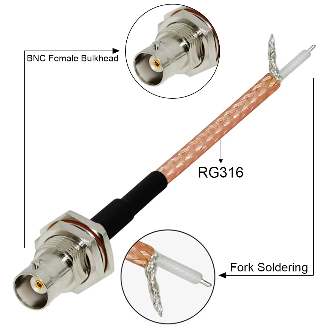 

DexMRtiC кабель BNC «папа/гнездо» RG316 15/30/50/100 см