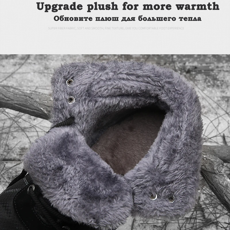 SALUDAS Women Hiking Shoes Men Outdoor Waterproof Warm Hiking Hunting Boots Winter Fur Ankle Boots Motorcycle Boots Sneakers Men