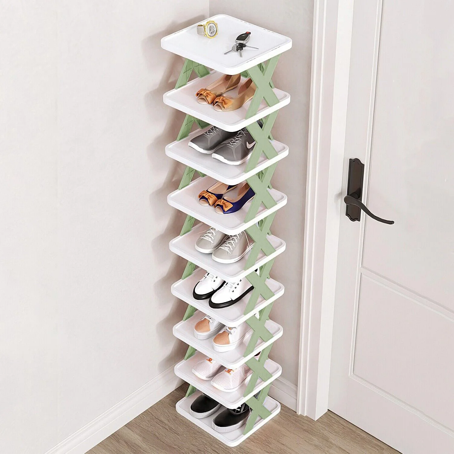 

Foldable Shoe Rack Racks For Storage Shelf Household Organizer Tall Narrow Pp Stack