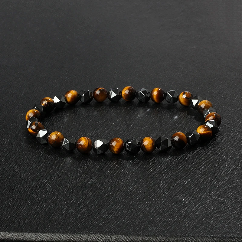 

Natural Tiger Eye Stone Bracelet Men Charm 6mm Irregular Hematite Yoga Bracelets Women Quartzs Beads Couple Jewelry Gift Pulsera