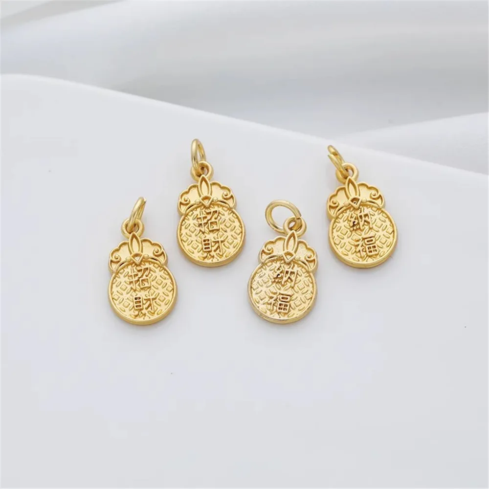 Позолоченная матовая круглая бирка Lucky Nafu Шарм-браслет и ожерелье ювелирные