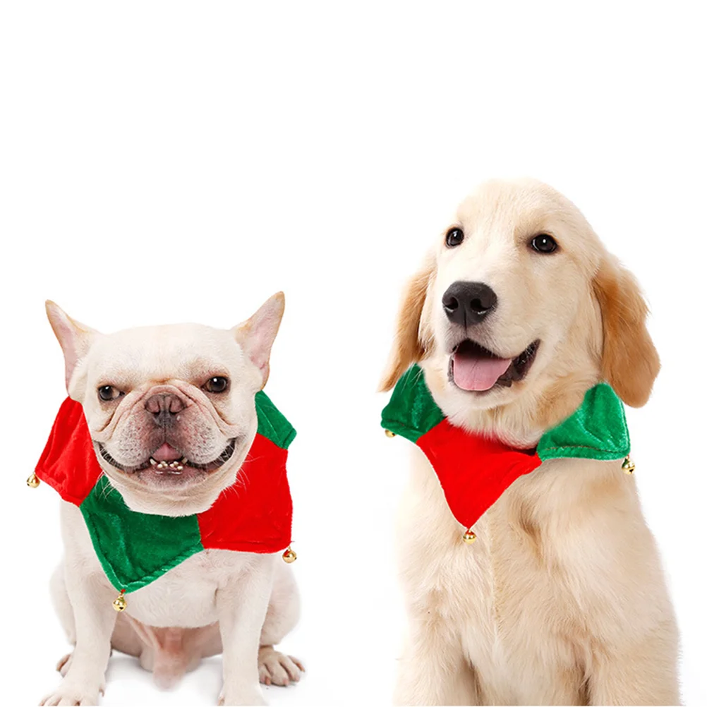 

Pet Scarf Neck Triangle Dog Puppy Christmas Neckerchief Bell Costumebandana Cat Accessories Collarharnesses Jingling Dogs