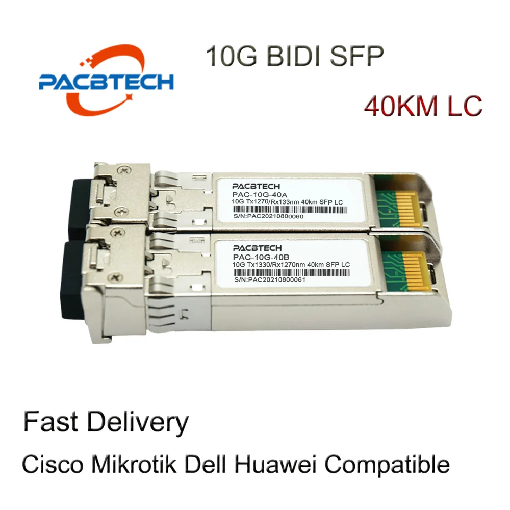 PACBTECH PBTSFP+-LRA/B ERA/B 60A/B 10G SFP+ BiDi ВОЛС модуль 10-100 км LC 1270/1330nm