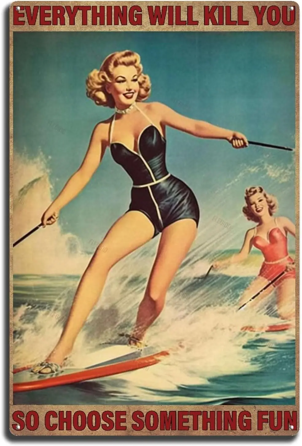 Металлический Настенный декор в стиле ретро катание на водных лыжах все может