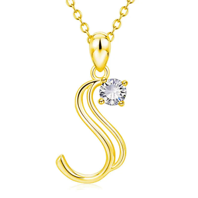 

Milangirl 26 Letters alphabet Pendant Necklace Handwritten Zircon Pendants Long Chain For Women Wedding Jewelry