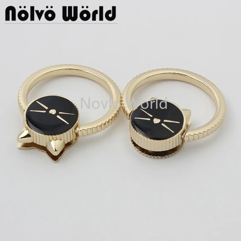 

5-25pairs 48*33mm light gold metal connector buckle for shoulderbag so cute cats shape diy girls purse hanger bag accessories