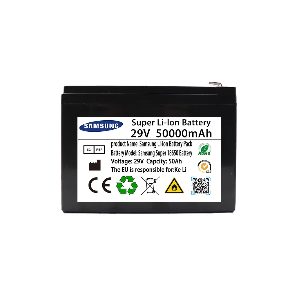 

Exclusive ShopNew 29V 20Ah-100Ah Portable Rechargeable 18650 Battery Built-in 5V 2.1A USB Level Display Charging Port+29.4Charge