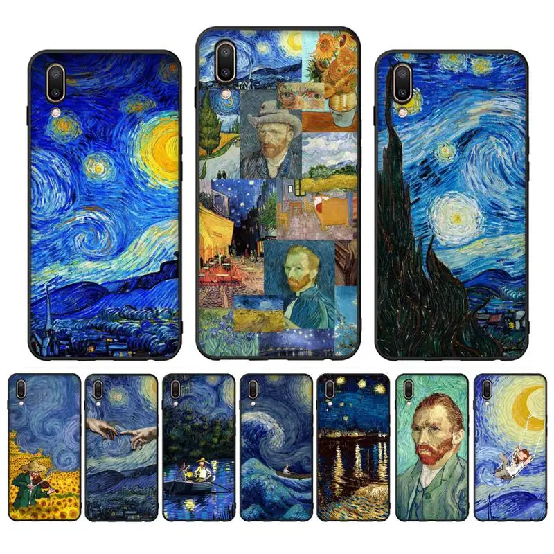 

Van Gogh Starry Sky Art Phone Case for Vivo Y91C Y11 17 19 17 67 81 Oppo A9 2020 Realme c3