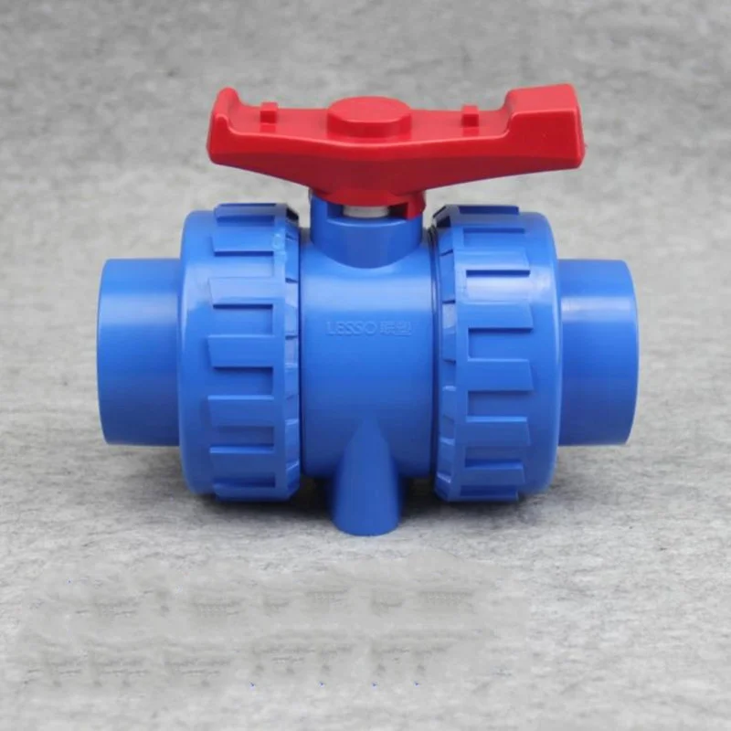 

Blue PVC Ball Valve Union Valve PVC Water Pipe Connector Plumbing Hose Fittings Slip Shut Valve inner diameter 20mm--63mm 1 Pcs