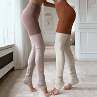 GymHUB Color Blocking Elastic Yoga Pants Women's Peach Hip Lifting High Waist Tight Fitness Step On Feet To Train Running