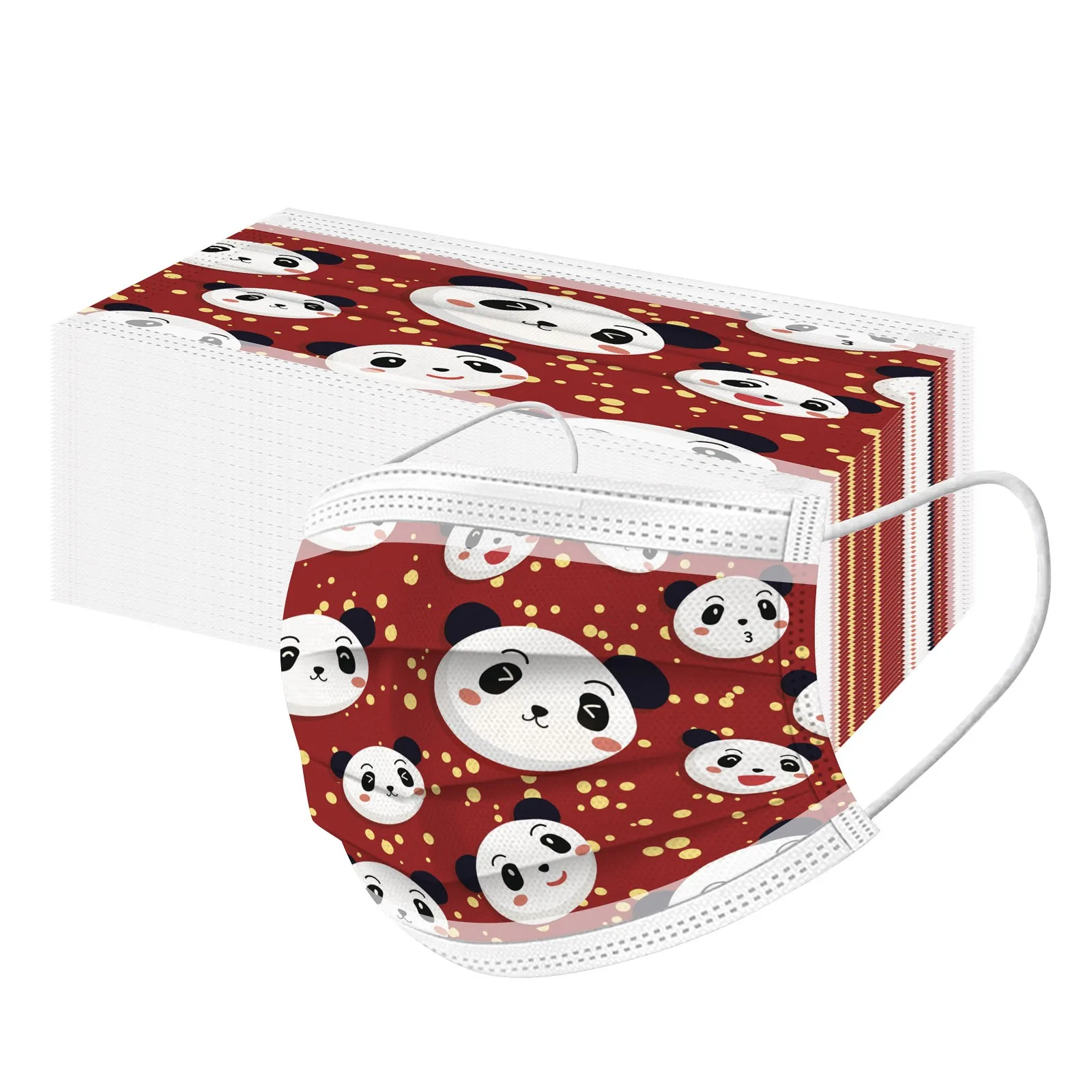 

50pcs Pandas Bamboo Kids Mask Rainbow Disposable Fashion Girls Boys Mouth Cover Non Woven Safetys Children's Masks Mascarilla