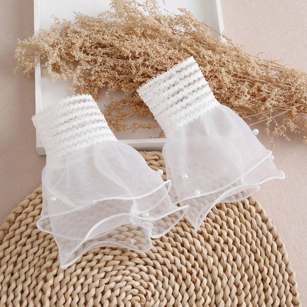 

Wristband Women Fingerless Gloves Cuff Bracelet Fabric Cuffs Hand Elastic Sleeves