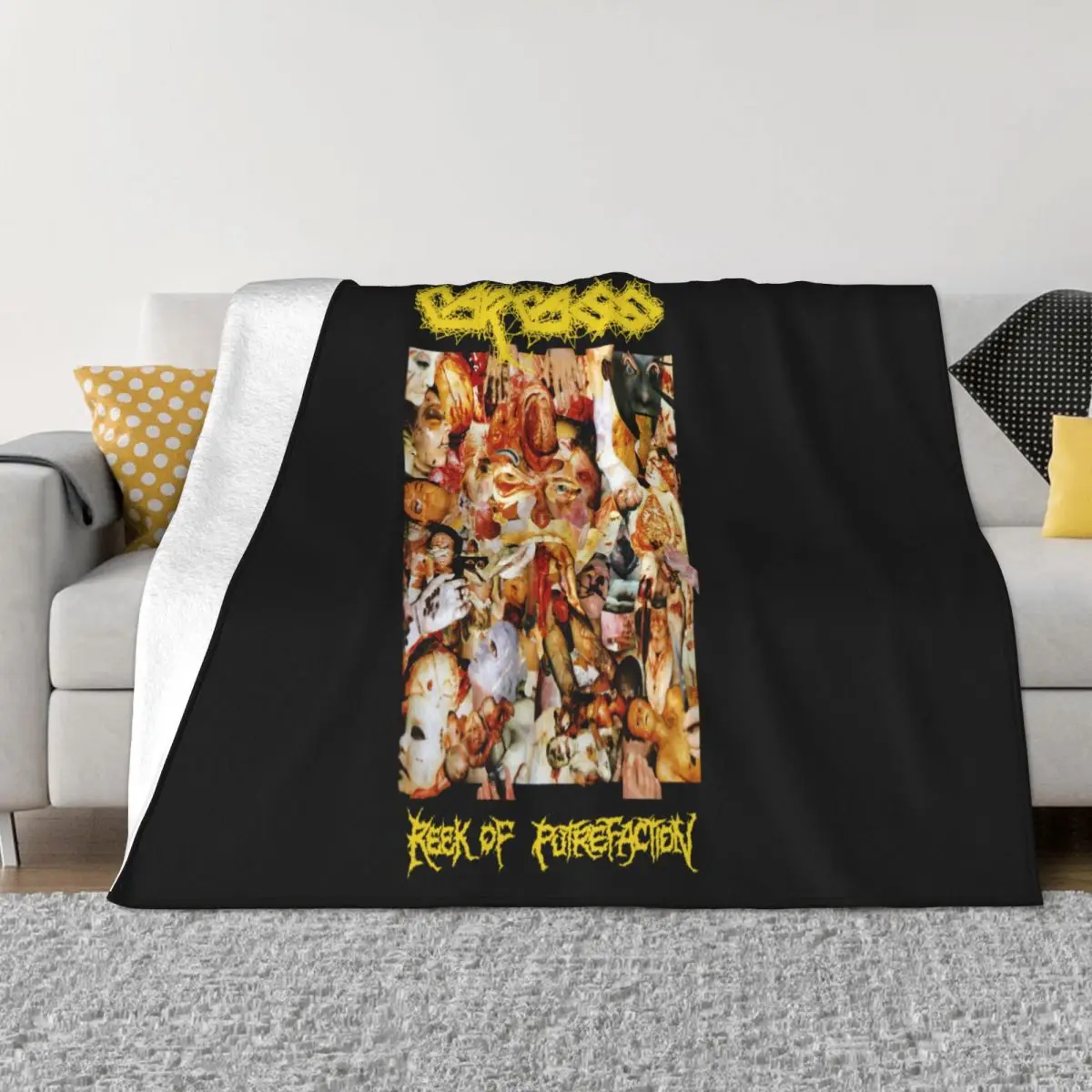 Черное одеяло Carcass Reek Of Putrefaction большой размер 100 хлопковое брендовое Yazbek