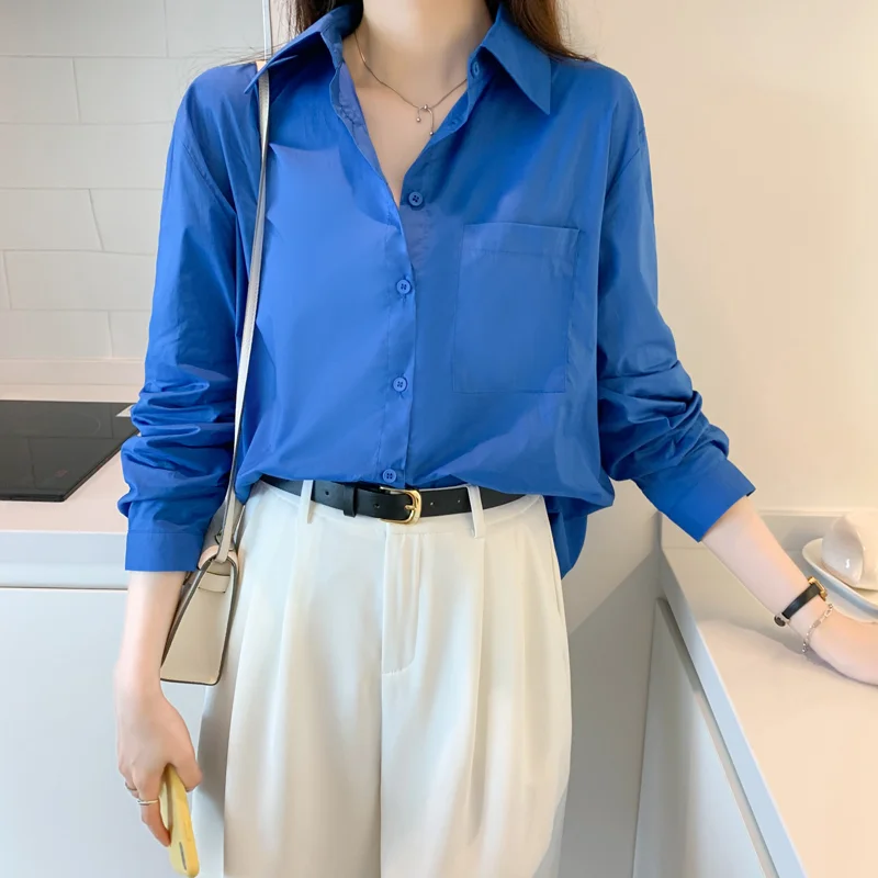 

Turn Down Collar Chiffon Blouse Women Solid Color Long Sleeve Shirts Women's Buttons Tops Female Clothing Blusas New 23762