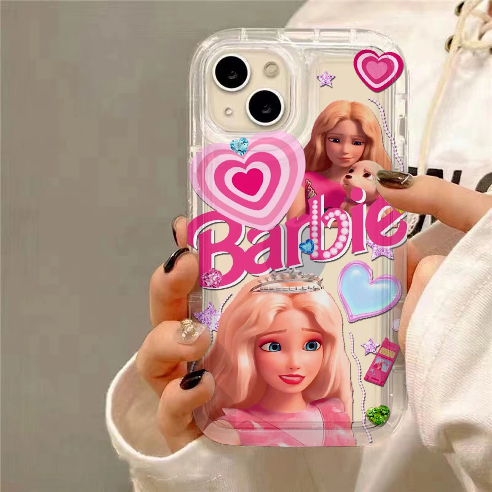Lovely pink Clear Case for B-B-BarbieS-IPhone 16 15 14 13 12 11 Pro Max 7 8 Plus X XR XS Airbag Shockproof Cover