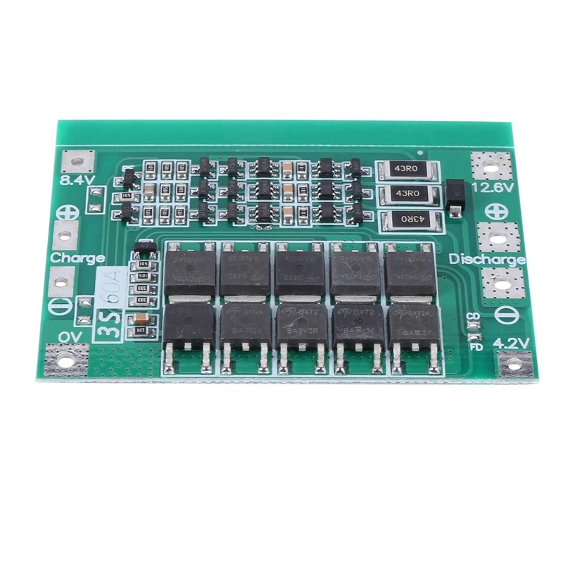 

4X 3S 60A Bms Board Lithium Li-Ion 18650 Battery Protection Board With Balance For Drill Motor 11.1V 12.6V Cell Module