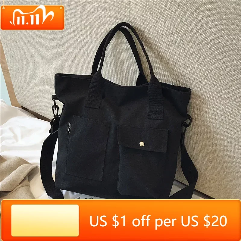 

Casual Shoulder Bag Women Female Regular Crossbody Bag Korean Style Students Canvas Handbag Ladies Messenger Bag Large Capacity