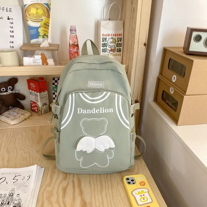 

Middle School Backpack for Girls Teen Cute Cartoon Campus High School Bags Women Bookbag Casual College Korean Bagpack Nylon