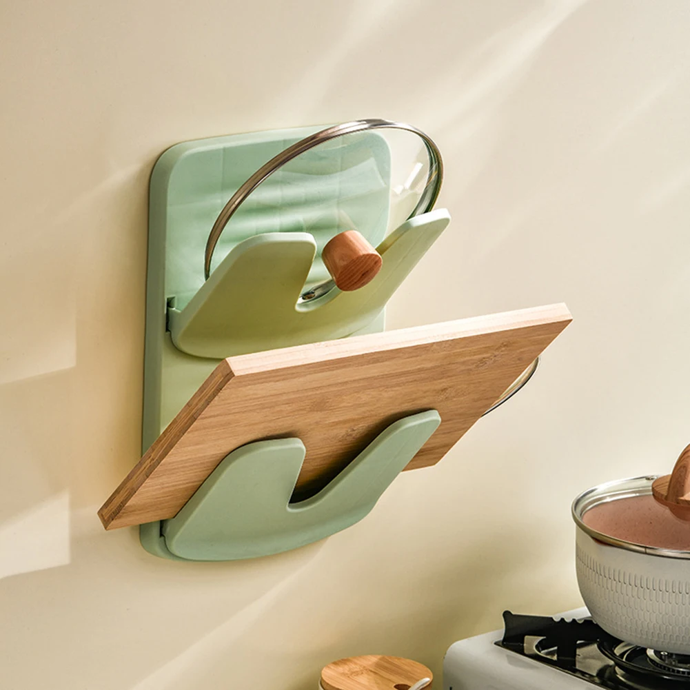 

Double Layer Pot Lid Holder For Kitchen Wall Mounted Storage Rack Kitchen Utensil Multi-functional Reversible Shelf Storage Rack