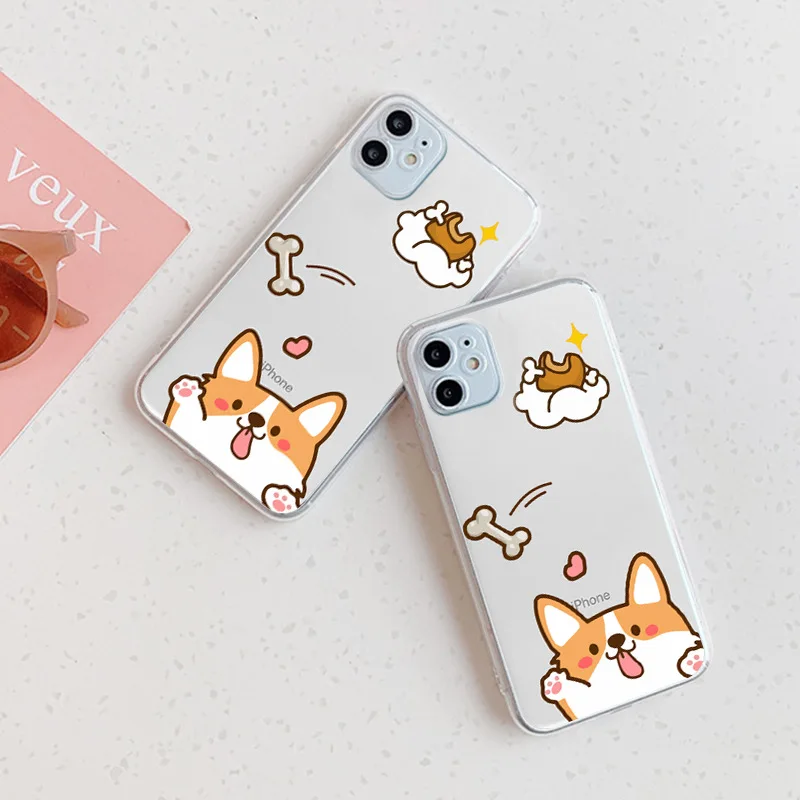 

Apple 12 cartoon suitable for 11 mobile phone shell iphone12pro puppy dog Shiba Inu 11promax transparent all-inclusive