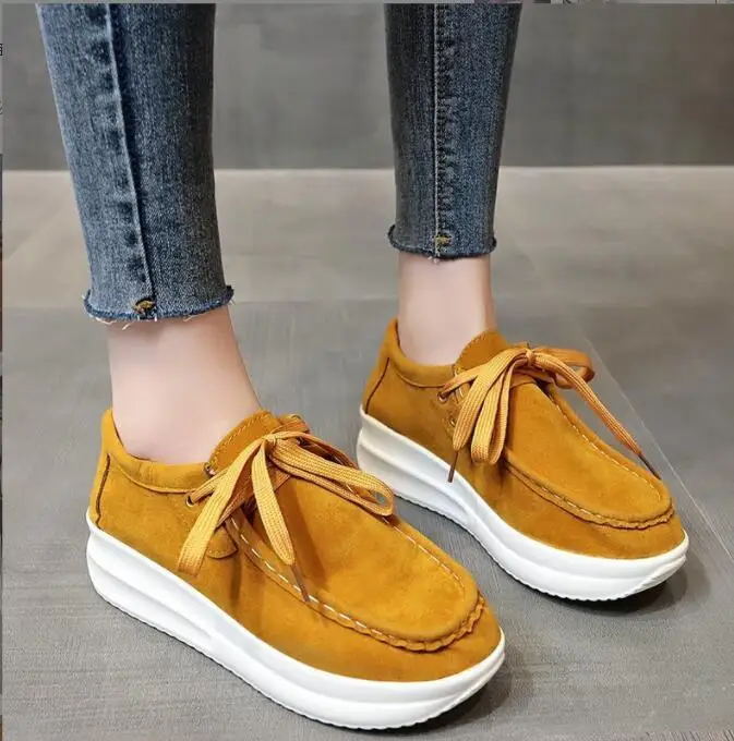 New Women Casual Shoes Height Wedge heel Black Woman Fashion Canvas Shoes Solid Color Spring Chunky Platform Shoes Large size