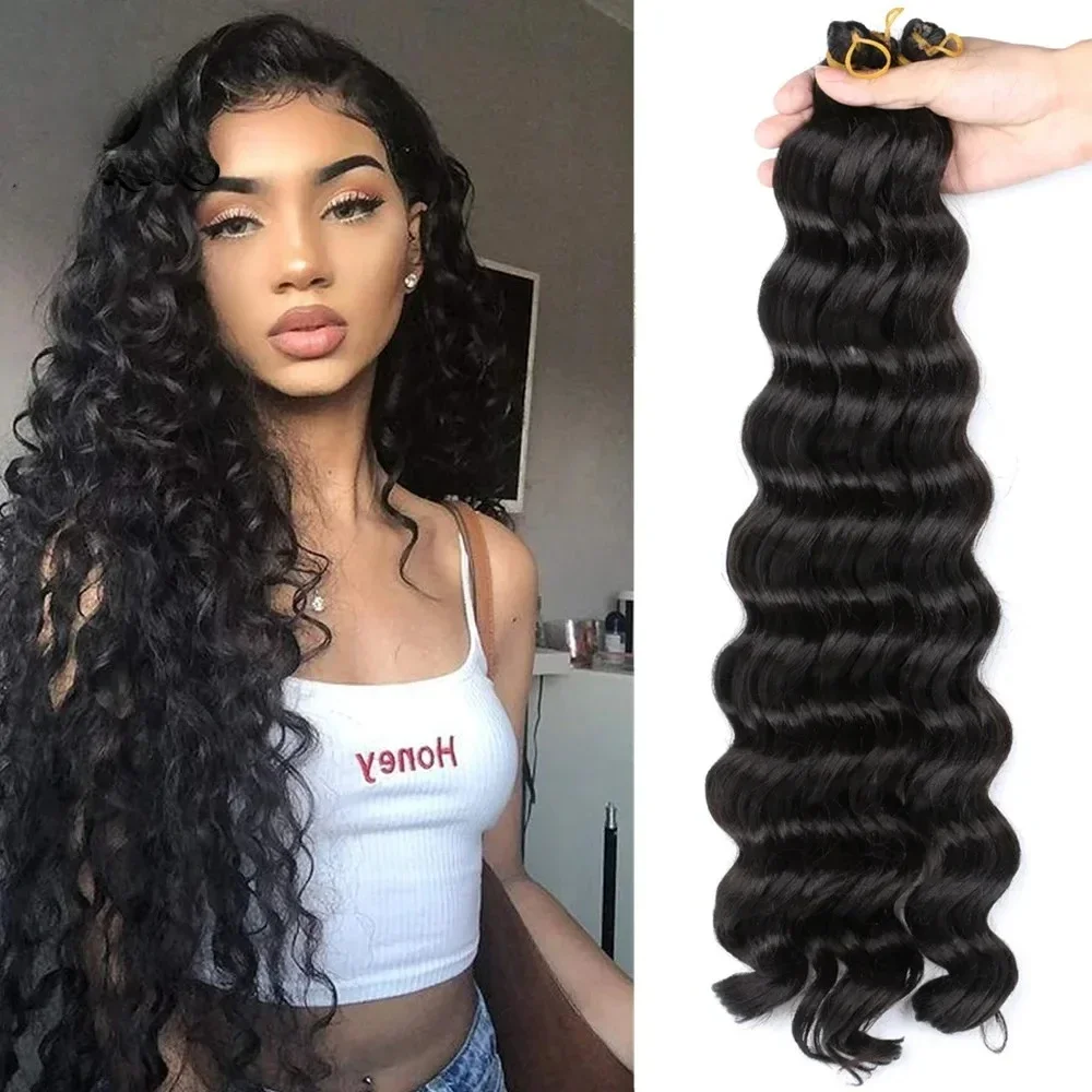 20-дюймовые Волнистые Вязанные Крючком Синтетические Плетения Волос Объемные