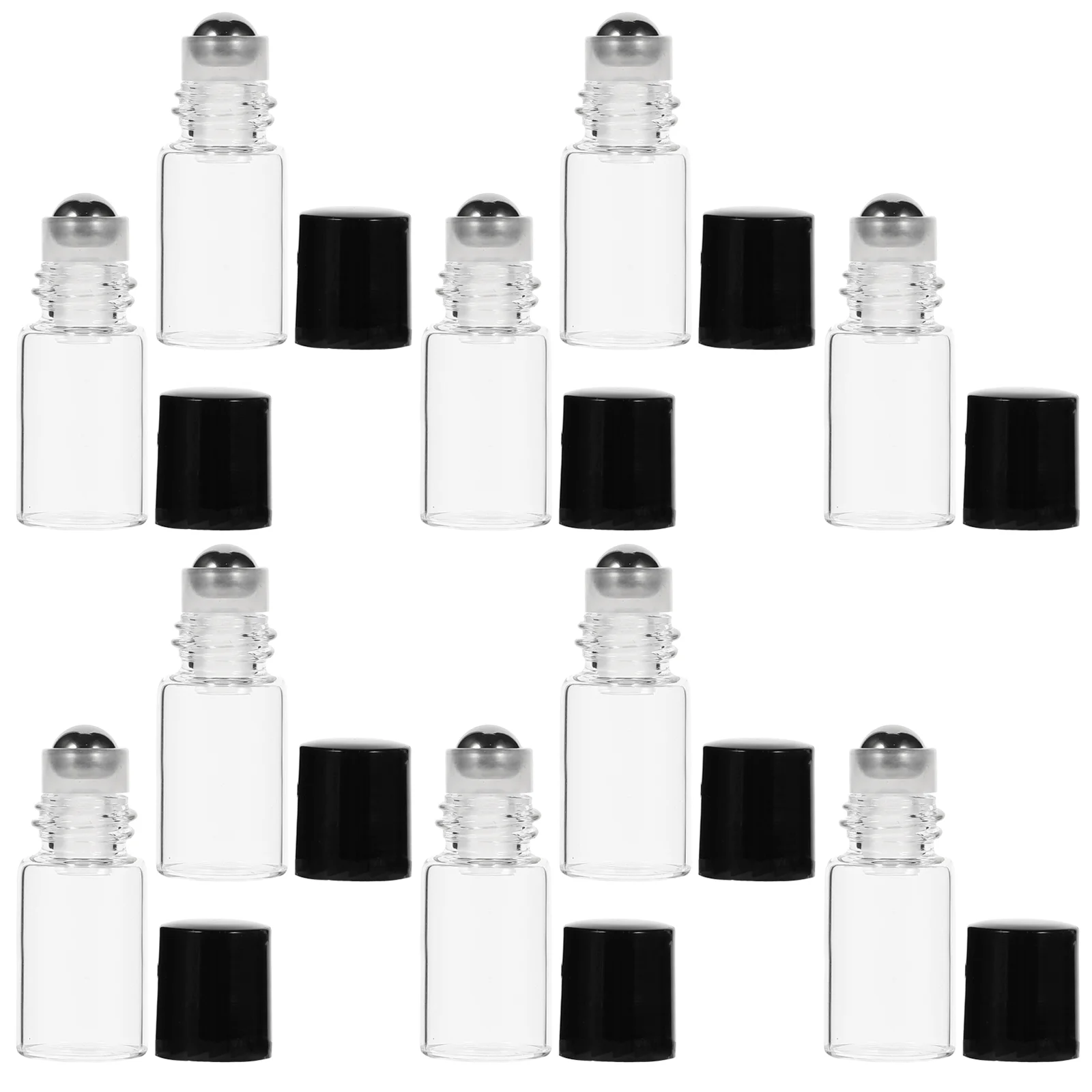 25Pcs Clear Glass Mini Roll On Bottles Empty Essential Oil Roller Ball Bottles