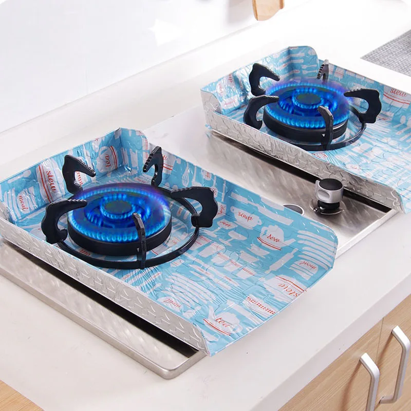 

4 Pcs Gas Stove Oil Plate Aluminium Foil Anti-oil Pad Oil Splatter Screen Kitchen Cooking Insulate Splash Proof Baffle