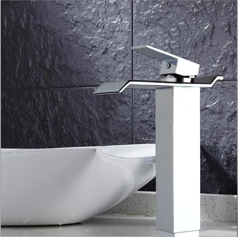 

Строительство недвижимости роскошный высокий Водопад Ванная раковина на бортике Хромированная керамика отверстие MF-1015 кран смеситель кра...