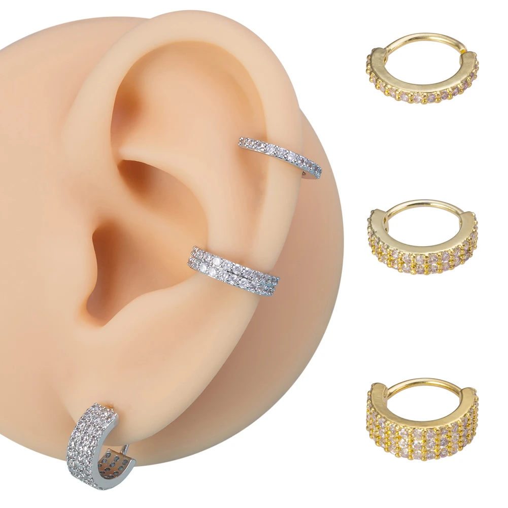 

1pc Cubic Zirconia Cartilage Tragus Piercing Jewelry Ear Cuff Hoop Earring for Women 8mm Copper Small Huggie Hoop Earrings 20G