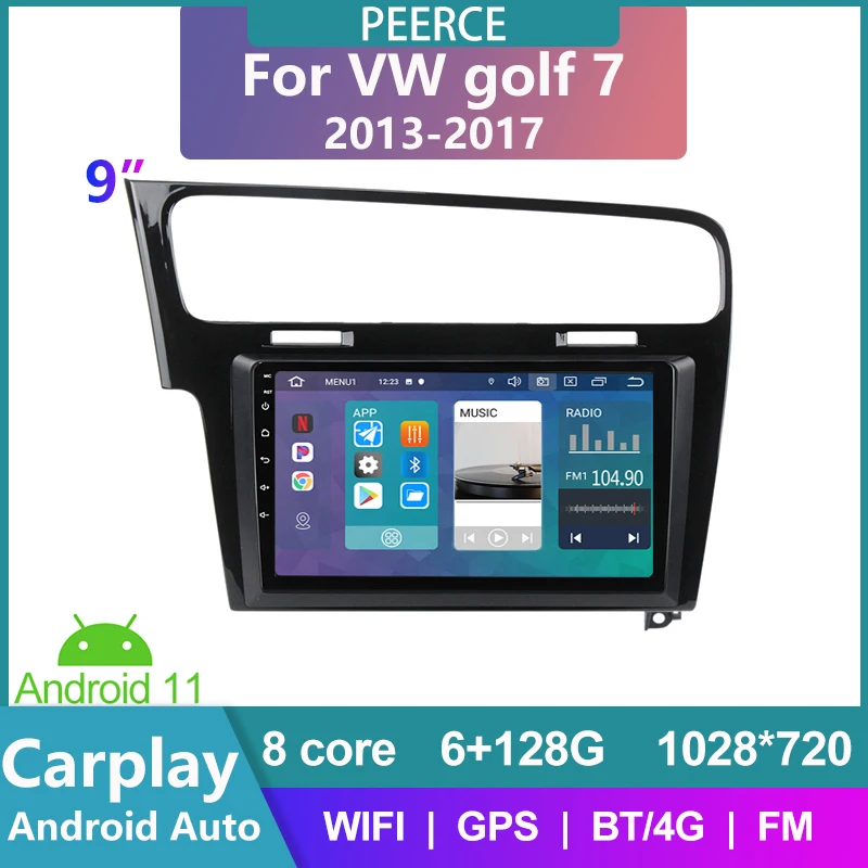 Per Volkswagen golf 7 2013-2017 auto android radio autoradio lettore Video multimediale navigazione Android 11 2 din 6 + 128 autoradio