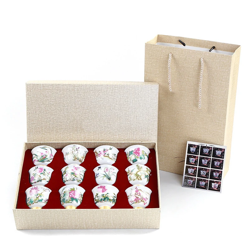 

12 шт., керамические чашки с изображением бога из двенадцати цветов