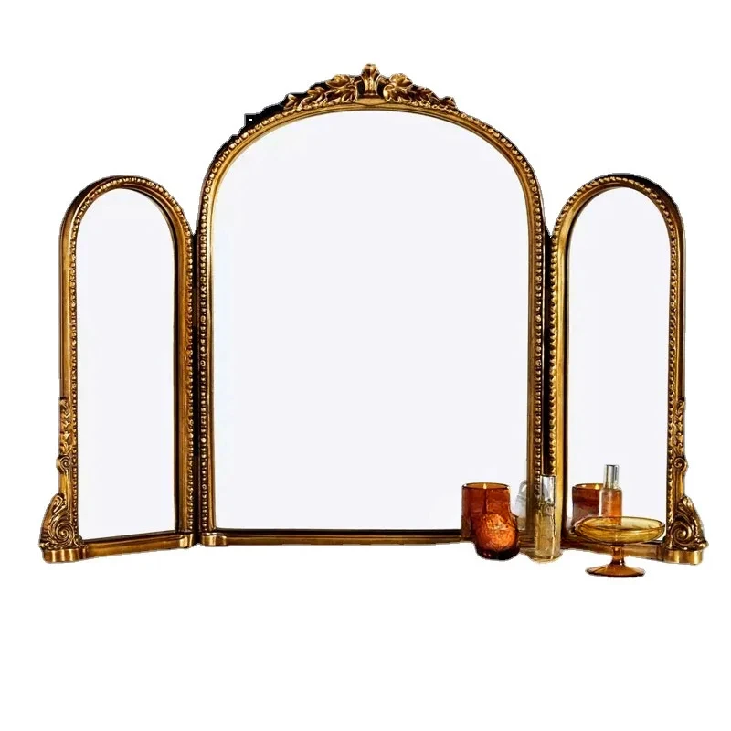 Metal Makeup Mirror Gold Frame Macrame Vintage Irregular Luxury Dressing Self Cut Dekoracyjne Lustra Home Decoration