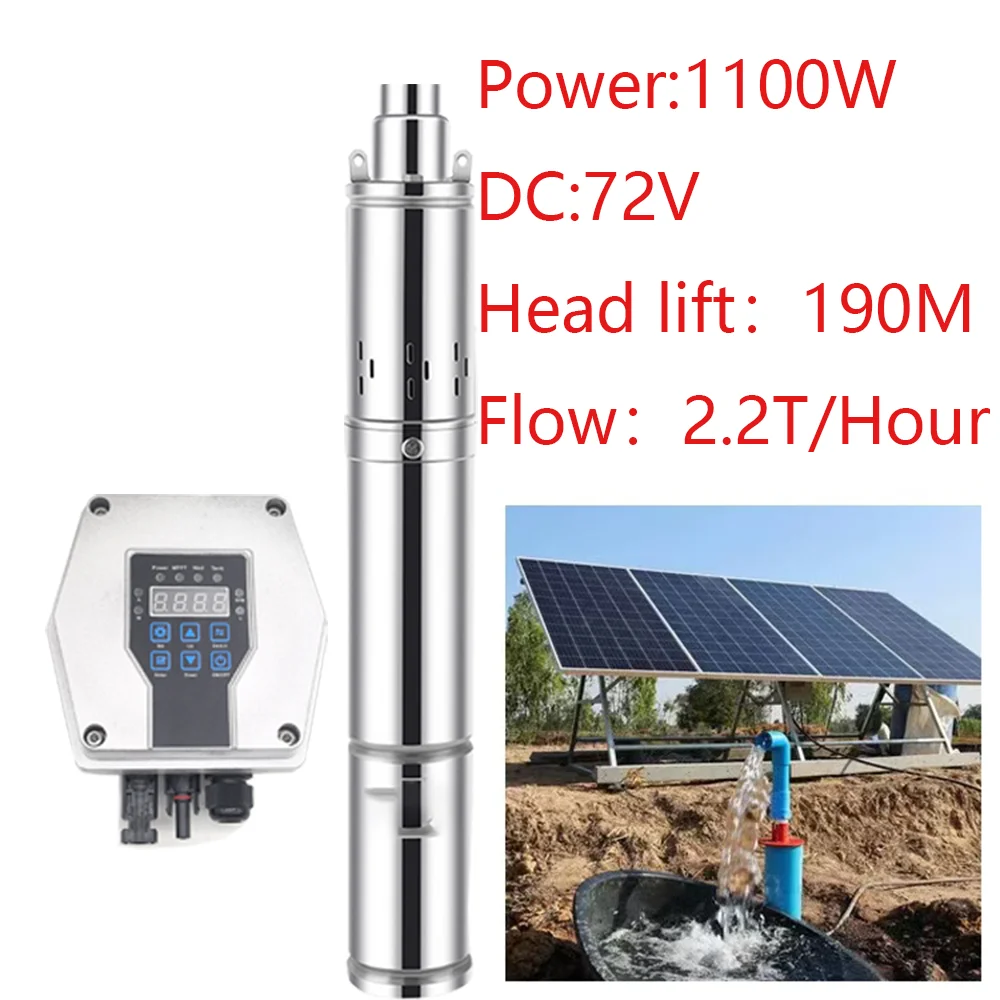 

750 Вт 1000 Вт 1200 Вт солнечный насос для глубоких скважин с контроллером MPPT, набор датчиков уровня жидкости, солнечный погружной насос постоянного тока, макс. 2 т/часовой